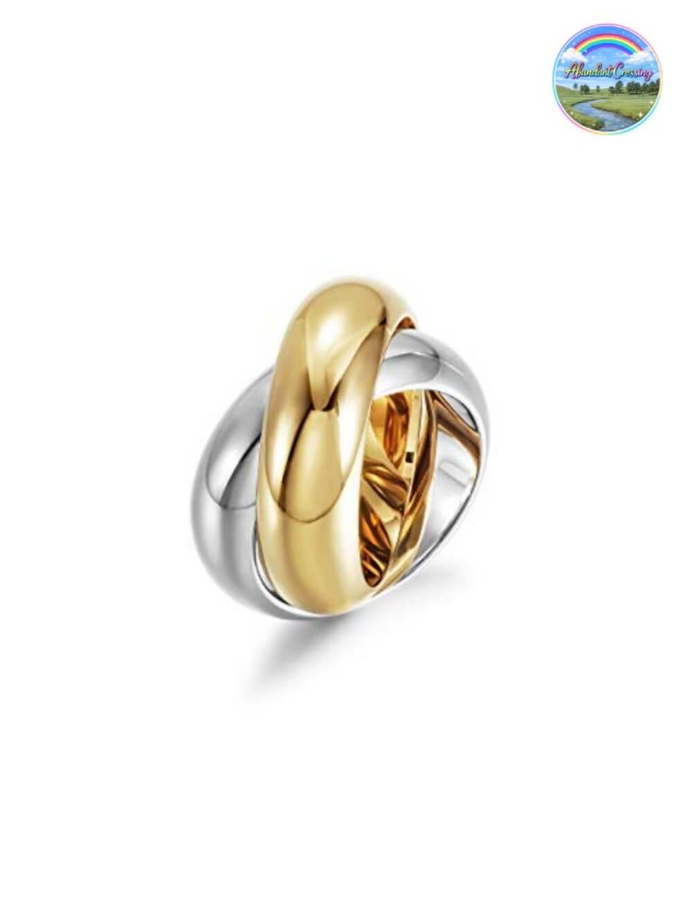 Chunky Interlocked Two-Tone Wide Band Statement Cocktail Ring for Women